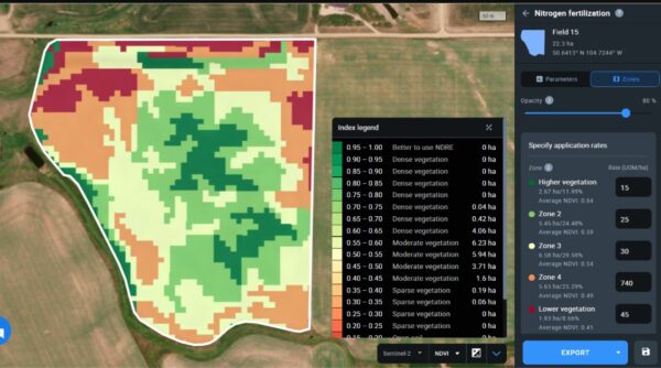 Nitrogen fertilisation map (fonte: EOS data analytics)