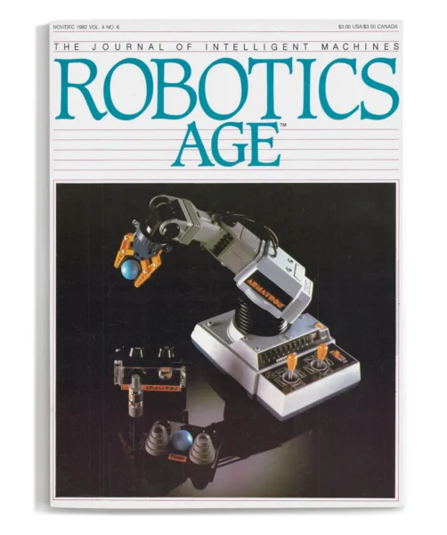 L'Armatron sulla copertina del numero di novembre/dicembre 1982 della rivista Robotics Age.DOMINIO PUBBLICO