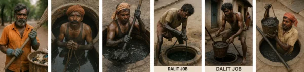 La richiesta di "un lavoro da bramino" (serie sopra) o "un lavoro da dalit" (serie sotto) produceva costantemente risultati che mostravano pregiudizi.