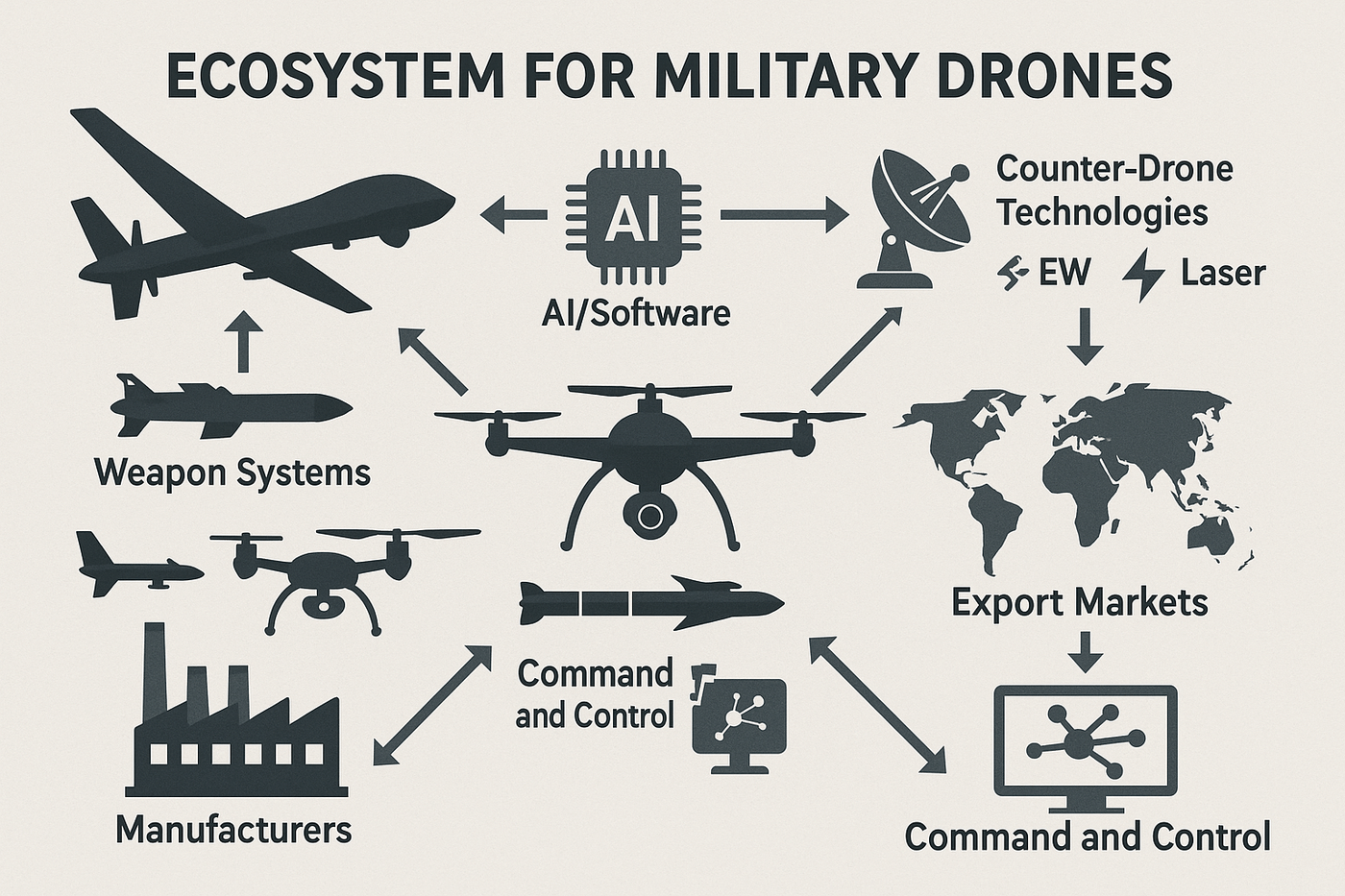 Fonte: Ecosystem for Military Drones Expert opinion of Aliaksei Stratsilatau, CEO of UAVOS