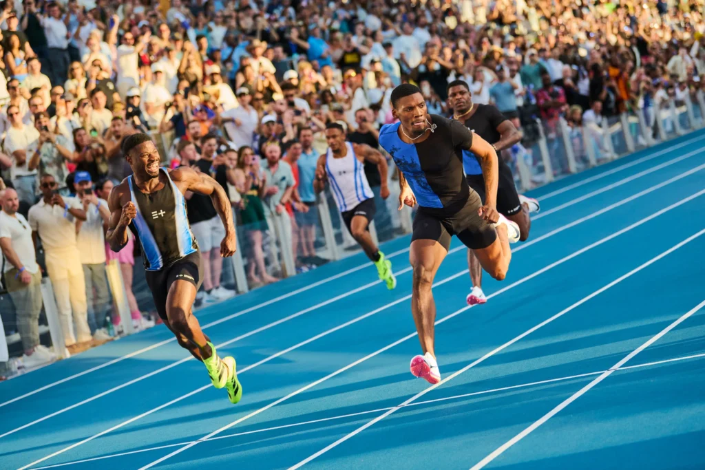 L'americano Fred Kerley (a destra) ha vinto i 100 metri sprint senza ricorrere a sostanze dopanti. SAEED RAHBARAN