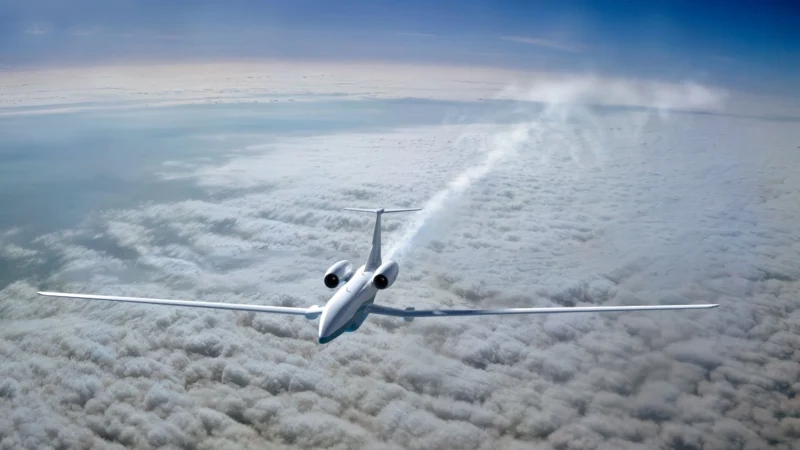 Questo rendering illustra il tipo di velivolo ad alta quota che un giorno potrebbe essere utilizzato per rilasciare nella stratosfera materiale in grado di raffreddare la Terra. PER GENTILE CONCESSIONE DI IRIS AERO CORP.
