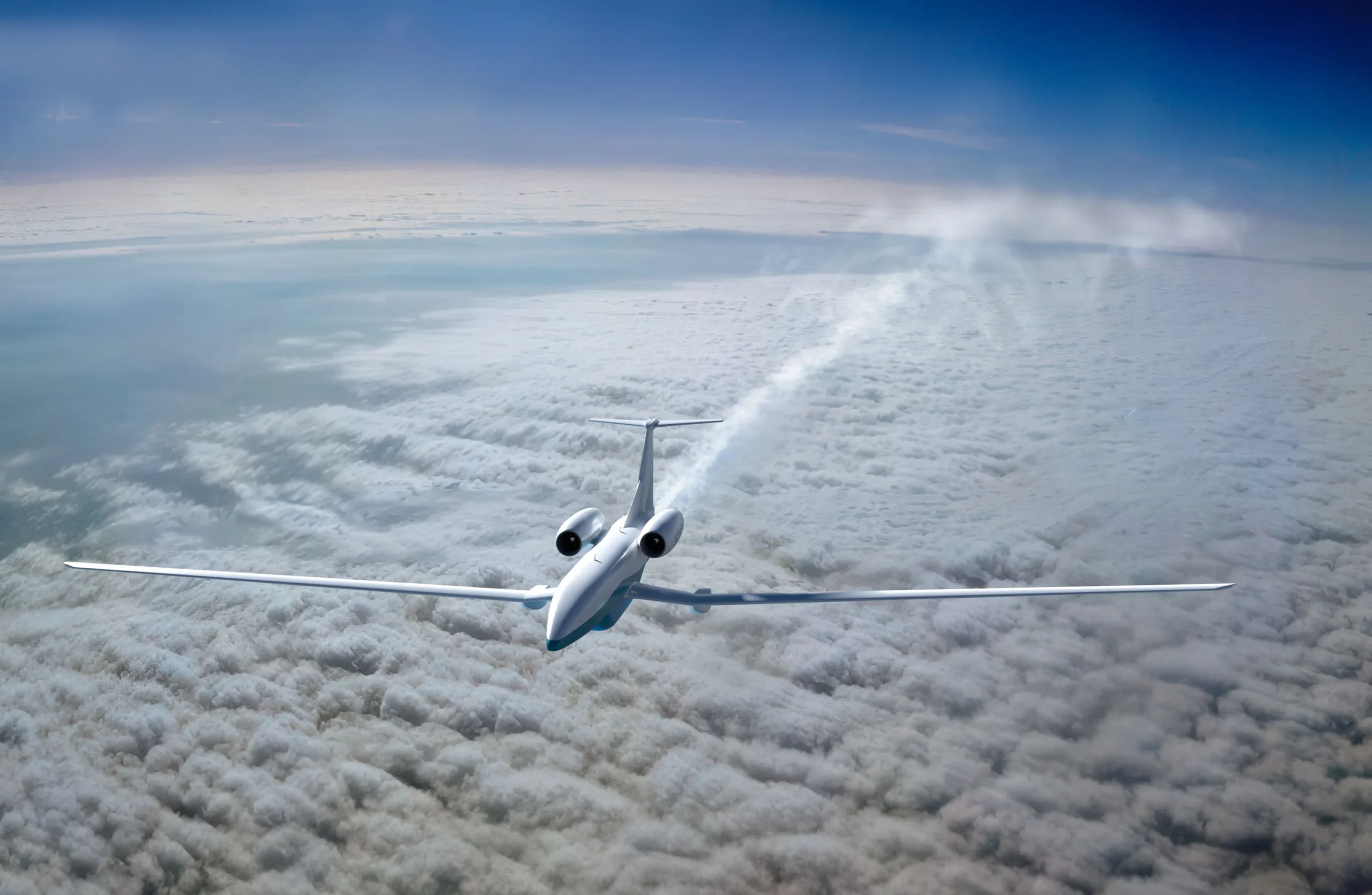 Questo rendering illustra il tipo di velivolo ad alta quota che un giorno potrebbe essere utilizzato per rilasciare nella stratosfera materiale in grado di raffreddare la Terra. PER GENTILE CONCESSIONE DI IRIS AERO CORP.